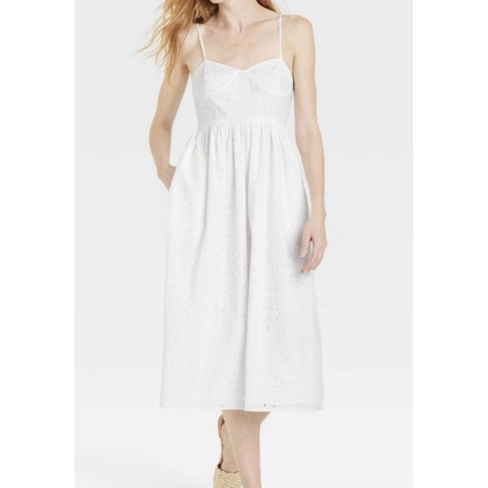 NWT A New Day White Bustier Eyelet Dress Size Medium